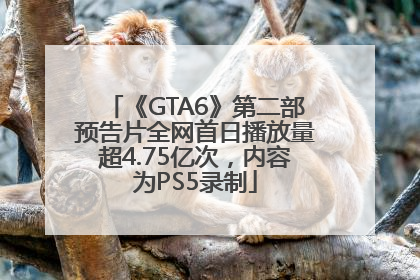 《GTA6》第二部预告片全网首日播放量超4.75亿次，内容为PS5录制