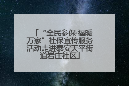 “全民参保·福暖万家”社保宣传服务活动走进泰安天平街道岩庄社区