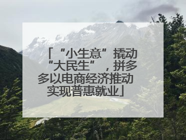 “小生意”撬动“大民生”，拼多多以电商经济推动实现普惠就业