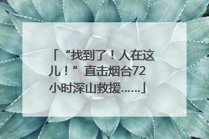 “找到了！人在这儿！”直击烟台72小时深山救援……