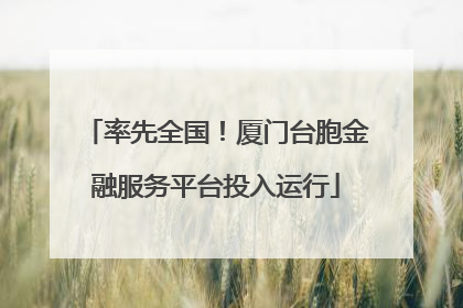 率先全国！厦门台胞金融服务平台投入运行
