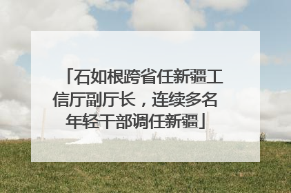 石如根跨省任新疆工信厅副厅长，连续多名年轻干部调任新疆