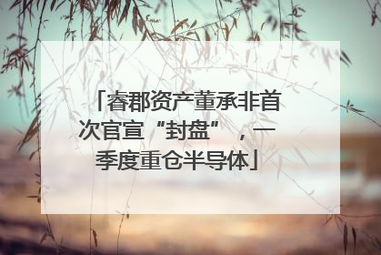 睿郡资产董承非首次官宣“封盘”，一季度重仓半导体