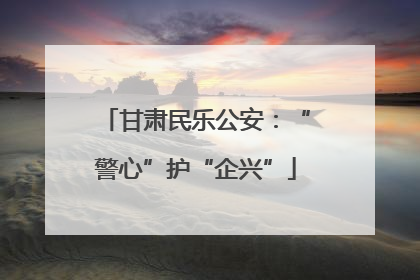 甘肃民乐公安：“警心”护“企兴”