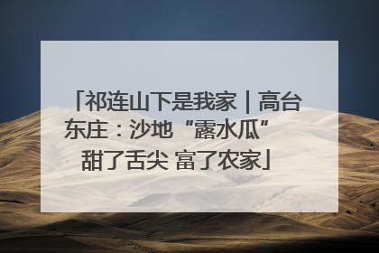 祁连山下是我家｜高台东庄：沙地“露水瓜” 甜了舌尖 富了农家