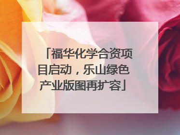 福华化学合资项目启动，乐山绿色产业版图再扩容
