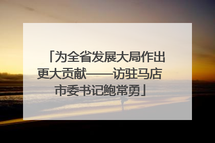 为全省发展大局作出更大贡献——访驻马店市委书记鲍常勇