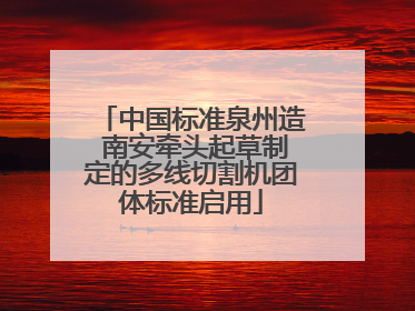 中国标准泉州造 南安牵头起草制定的多线切割机团体标准启用