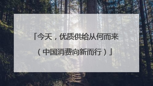 今天，优质供给从何而来（中国消费向新而行）