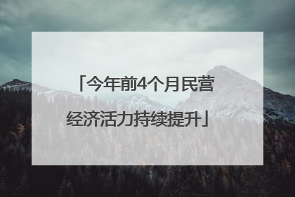 今年前4个月民营经济活力持续提升