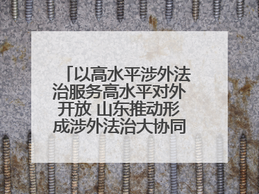 以高水平涉外法治服务高水平对外开放 山东推动形成涉外法治大协同工作格局