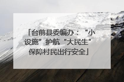 台前县委编办：“小设施”护航“大民生” 保障村民出行安全