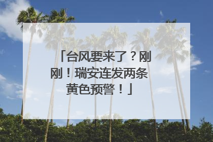 台风要来了？刚刚！瑞安连发两条黄色预警！