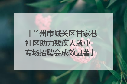 兰州市城关区甘家巷社区助力残疾人就业 专场招聘会成效显著