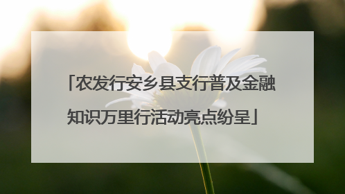 农发行安乡县支行普及金融知识万里行活动亮点纷呈