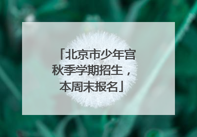 北京市少年宫秋季学期招生，本周末报名