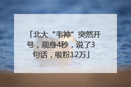 北大“韦神”突然开号，现身4秒，说了3句话，吸粉12万
