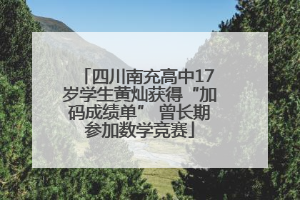 四川南充高中17岁学生黄灿获得“加码成绩单” 曾长期参加数学竞赛