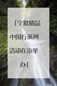 宁夏精品中国行系列活动在京举办