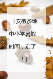 安徽多地中小学暑假时间，定了！