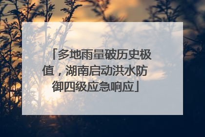 多地雨量破历史极值，湖南启动洪水防御四级应急响应