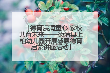 德育浸润童心 家校共育未来——德清县上柏幼儿园开展感恩德育启蒙讲座活动