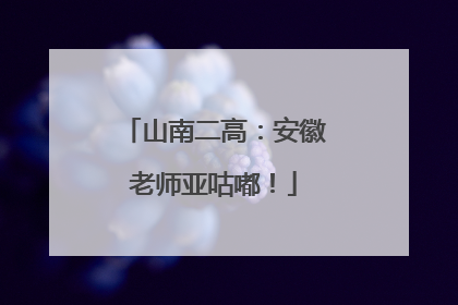 山南二高：安徽老师亚咕嘟！