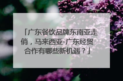 广东餐饮品牌东南亚走俏，马来西亚-广东经贸合作有哪些新机遇？