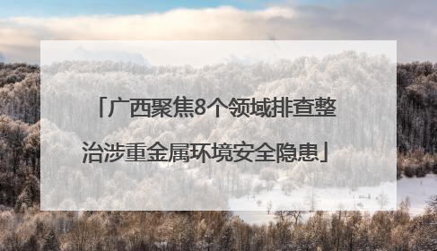 广西聚焦8个领域排查整治涉重金属环境安全隐患