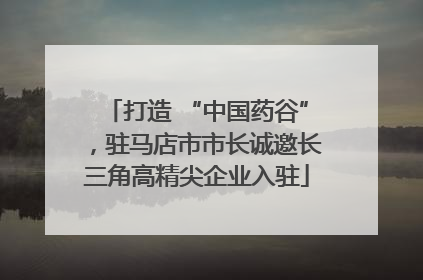 打造 “中国药谷”，驻马店市市长诚邀长三角高精尖企业入驻