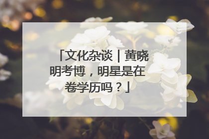 文化杂谈｜黄晓明考博，明星是在卷学历吗？