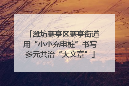 潍坊寒亭区寒亭街道用“小小充电桩”书写多元共治“大文章”