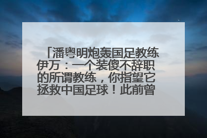 潘粤明炮轰国足教练伊万：一个装傻不辞职的所谓教练，你指望它拯救中国足球！此前曾多次发文评价国足
