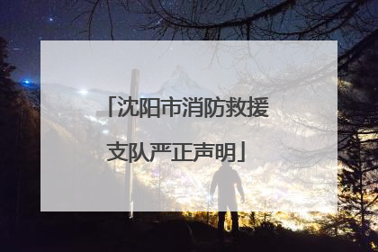 沈阳市消防救援支队严正声明