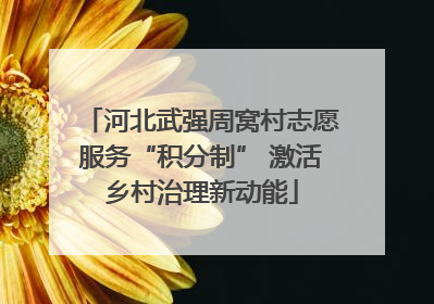 河北武强周窝村志愿服务“积分制” 激活乡村治理新动能