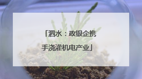 泗水：政银企携手浇灌机电产业