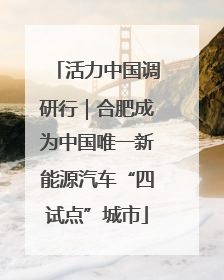 活力中国调研行｜合肥成为中国唯一新能源汽车“四试点”城市