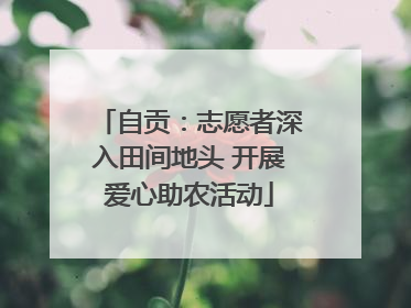 自贡：志愿者深入田间地头 开展爱心助农活动