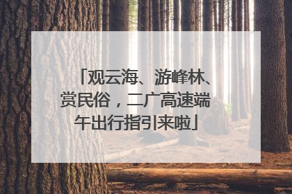 观云海、游峰林、赏民俗，二广高速端午出行指引来啦