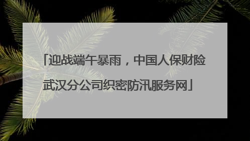 迎战端午暴雨，中国人保财险武汉分公司织密防汛服务网